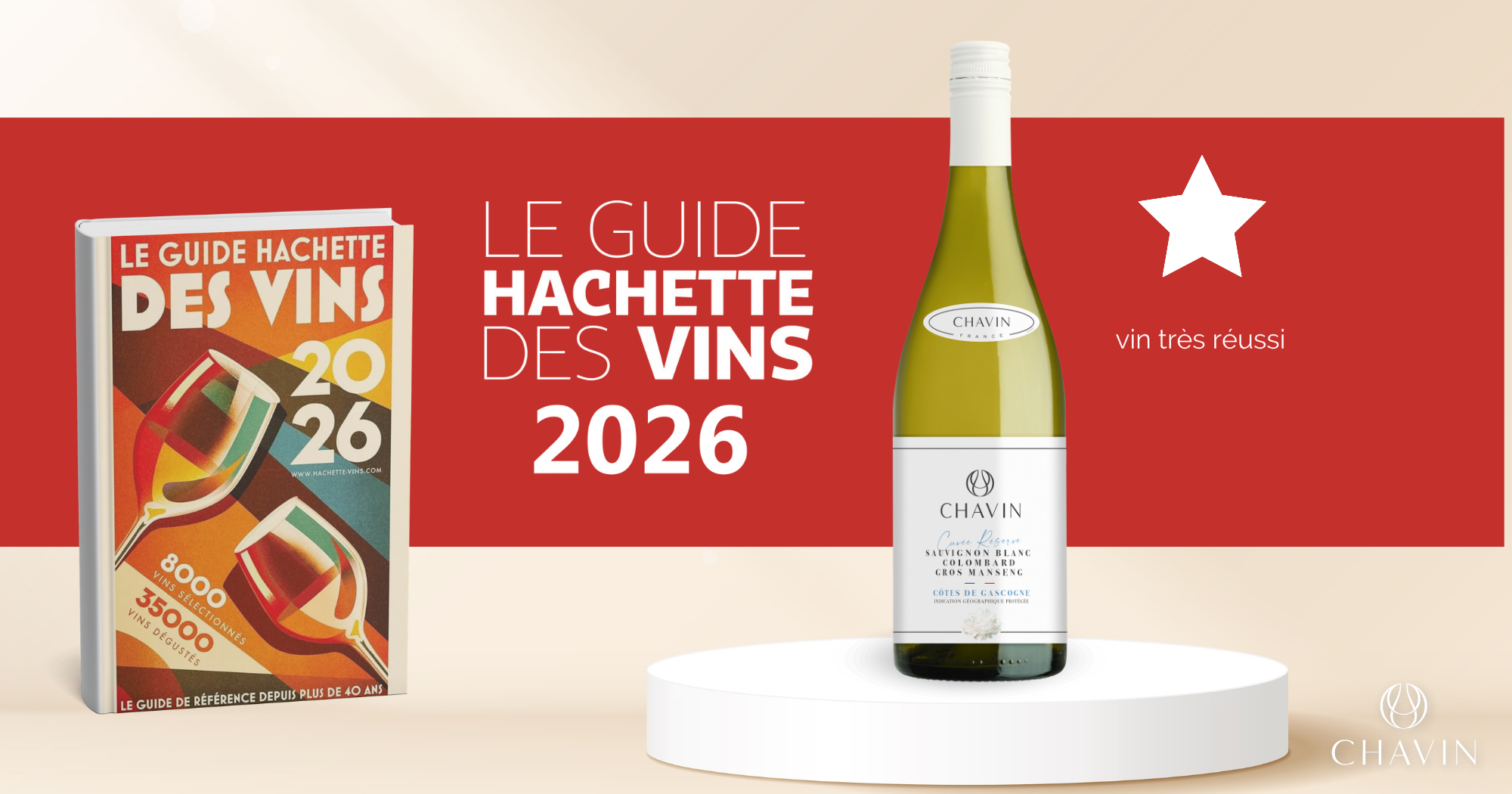 Chavin - Chavin IGP Cu00f4tes de Gascogne Blanc ru00e9compensu00e9 du2019une u00e9toile au Guide Hachette des Vins 2026
