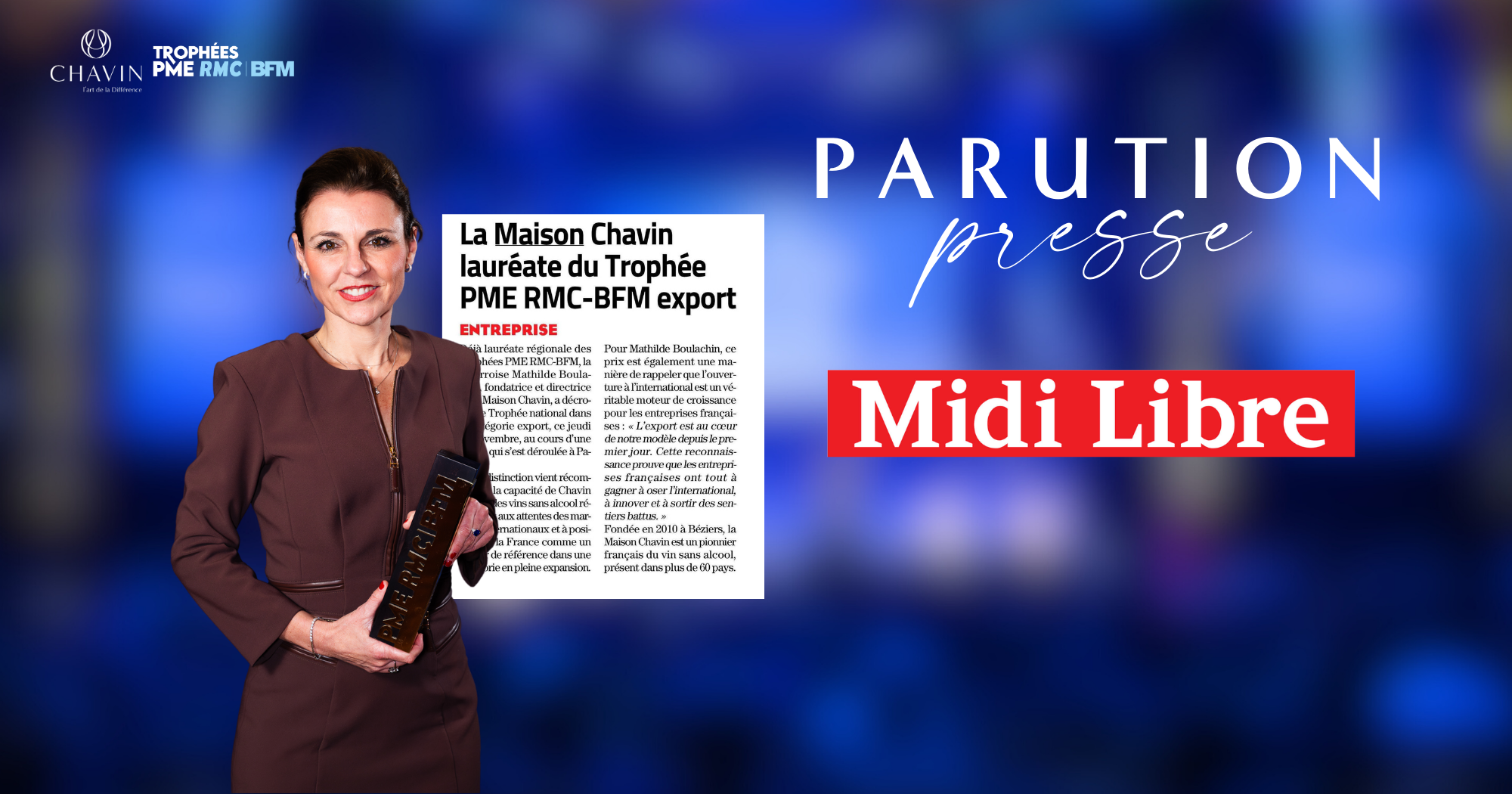 Chavin - La victoire de la Maison Chavin au Trophée PME RMC-BFM mise en lumière par Midi Libre