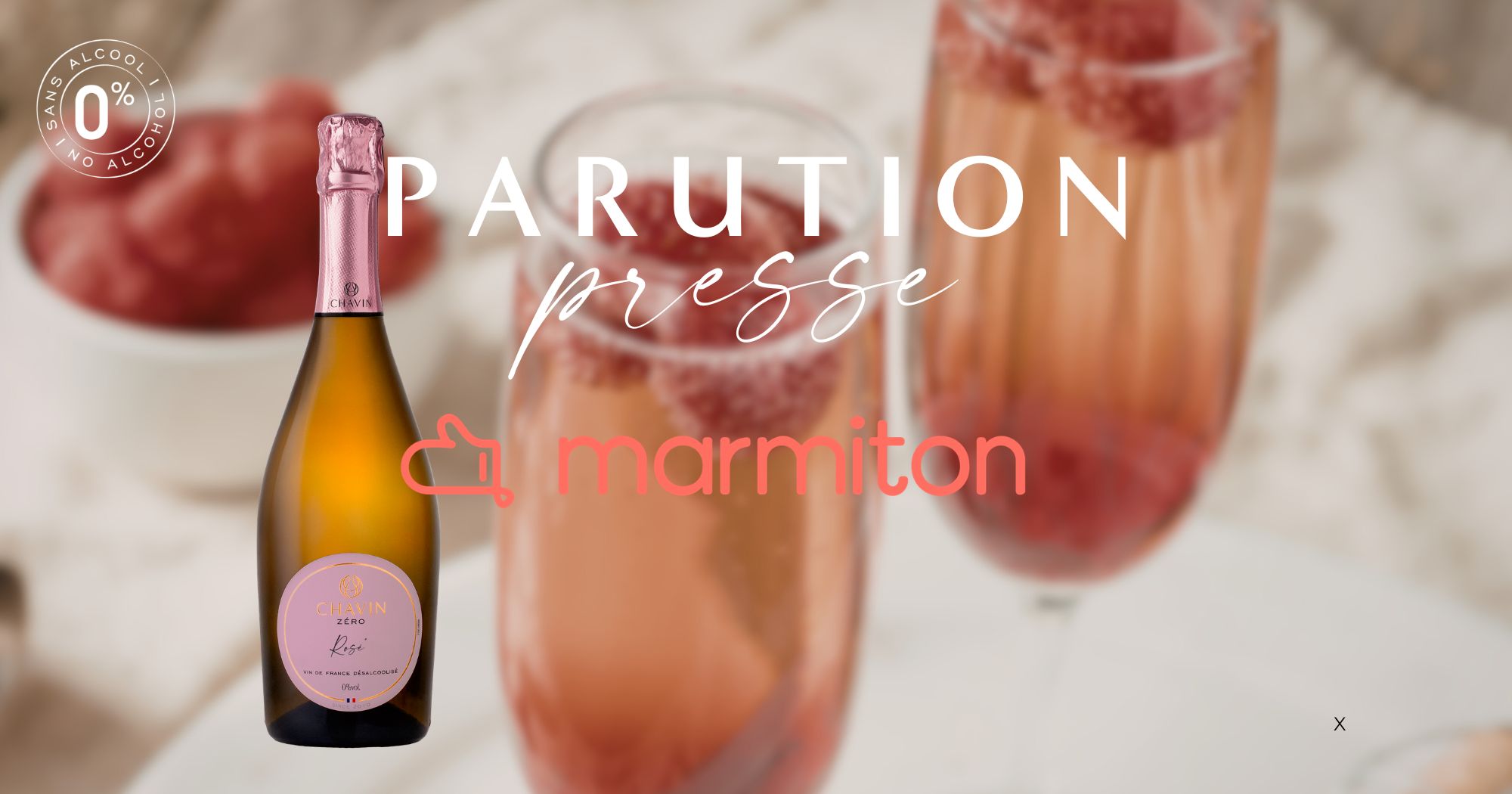 Chavin - Dry January : Marmiton met en avant le Chavin Zéro Rosé Effervescent